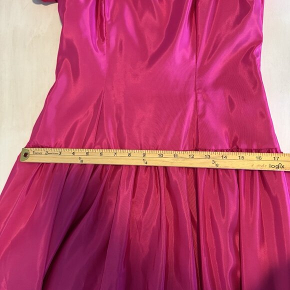 VTG Alfred Angelo Dress Small 80s Hot Pink Satin Bridesmaid Prom USA Union Made - Picture 16 of 16